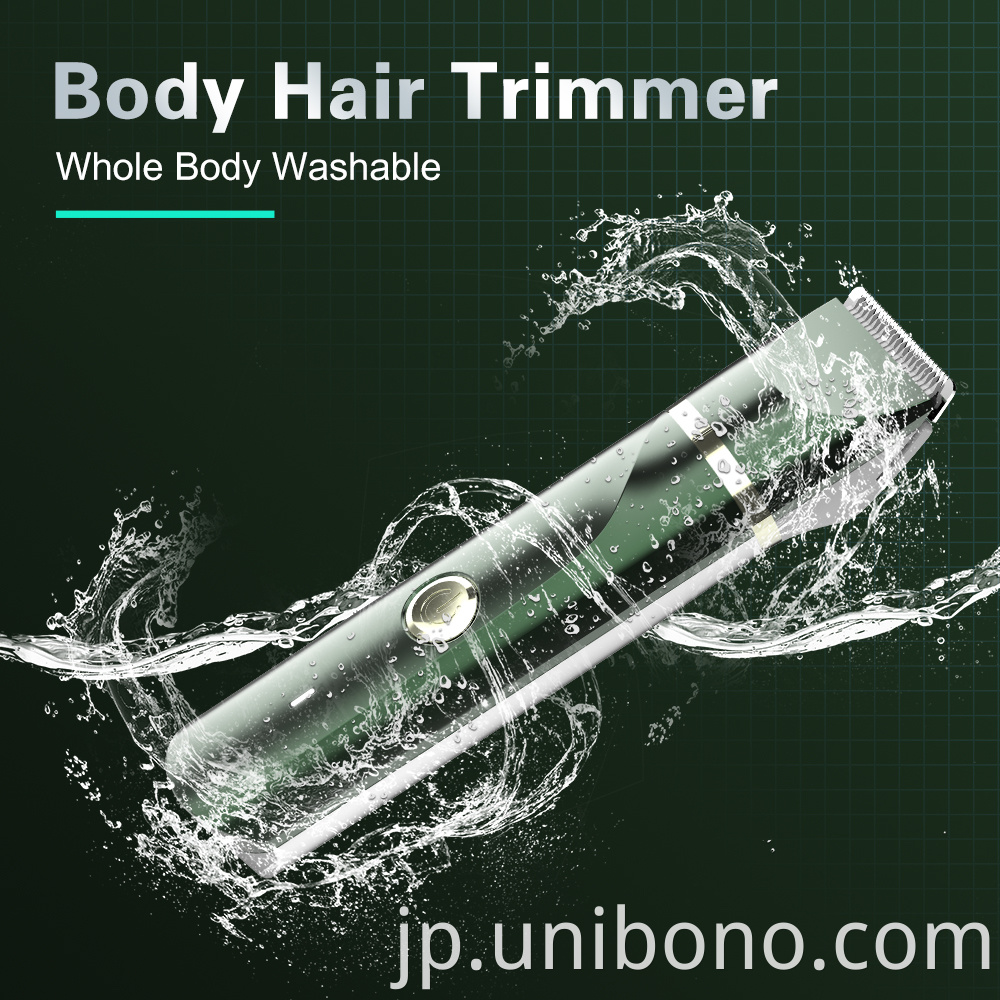 Pop trend deep green smooth safe groin hair cutter machine for men trimmer with USB and combs